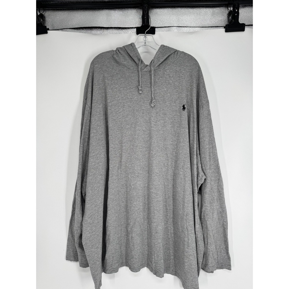 Polo Ralph Lauren Hooded Shirt 5XL Big 5XB Lightweight Hoodie Pony Logo Grey